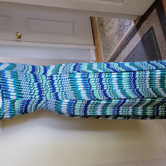 Blue and Green Patterned Midi Dress - Picture 3 of 7